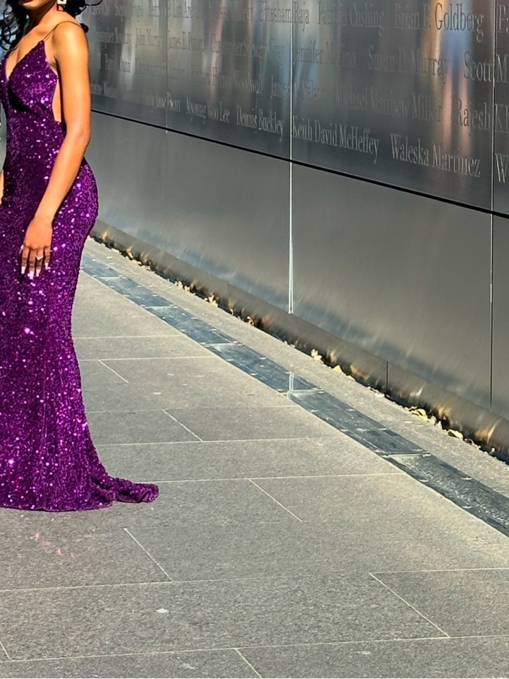 Backless Sequin Evening Dress - Purple Glam